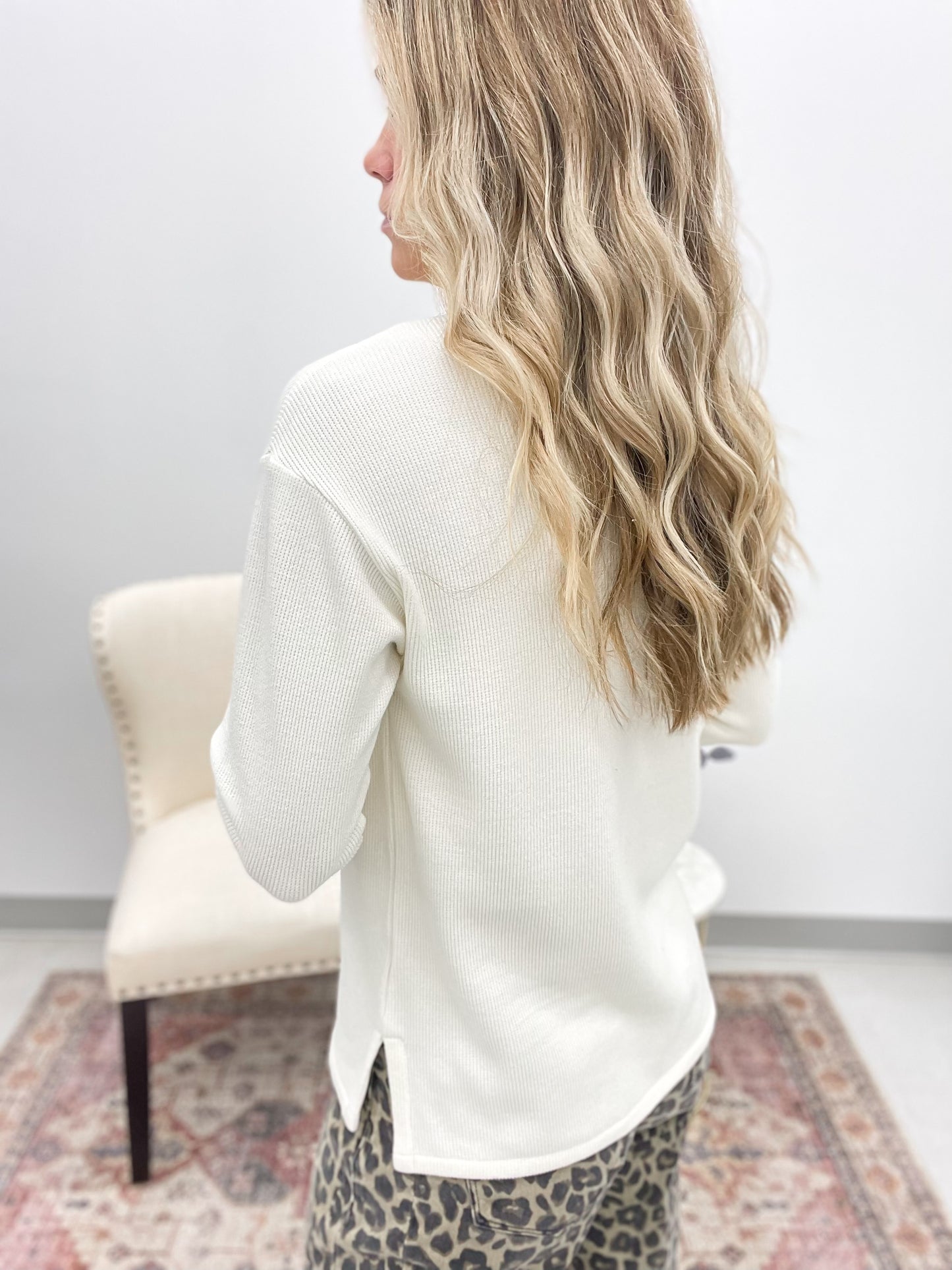 The Ethel Brushed Knit Top Ivory