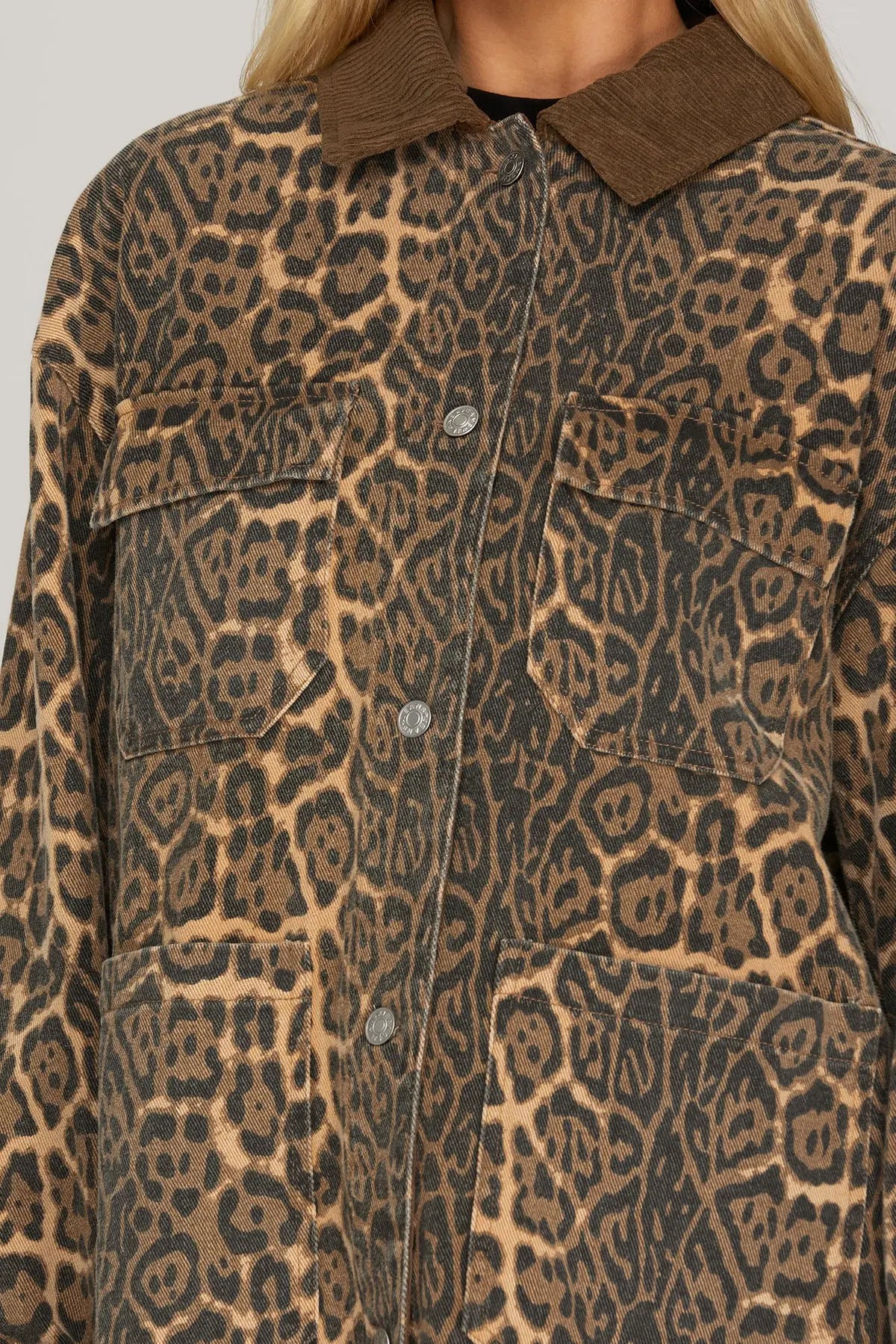 Trendsetter Washed Barn Jacket Leopard Print