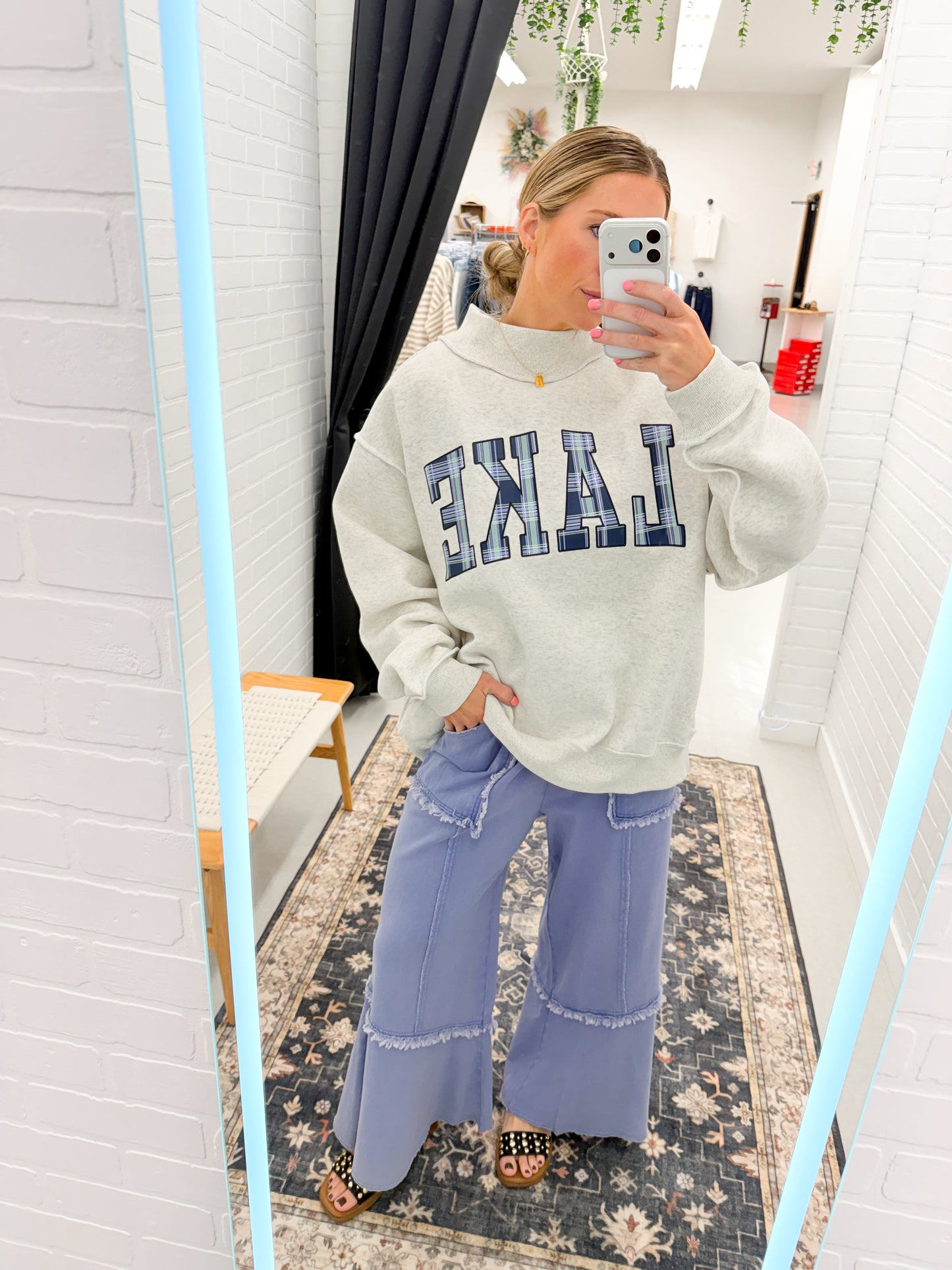 Lake Mock Neck Oversized Sweatshirt Ash Gray