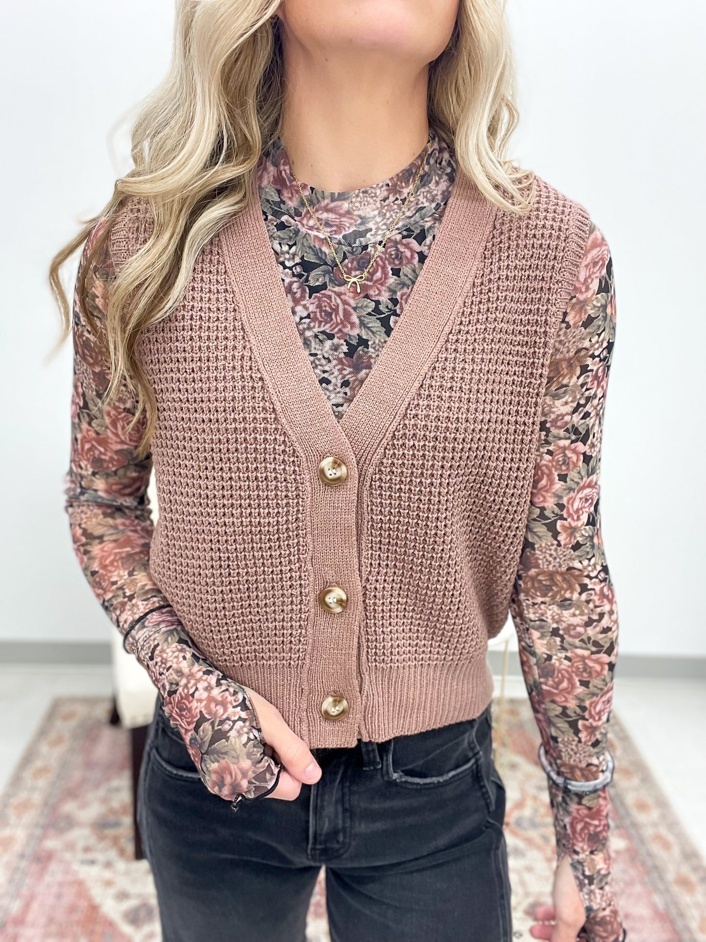 Go Time Chunky Knit Sweater Vest Nutella