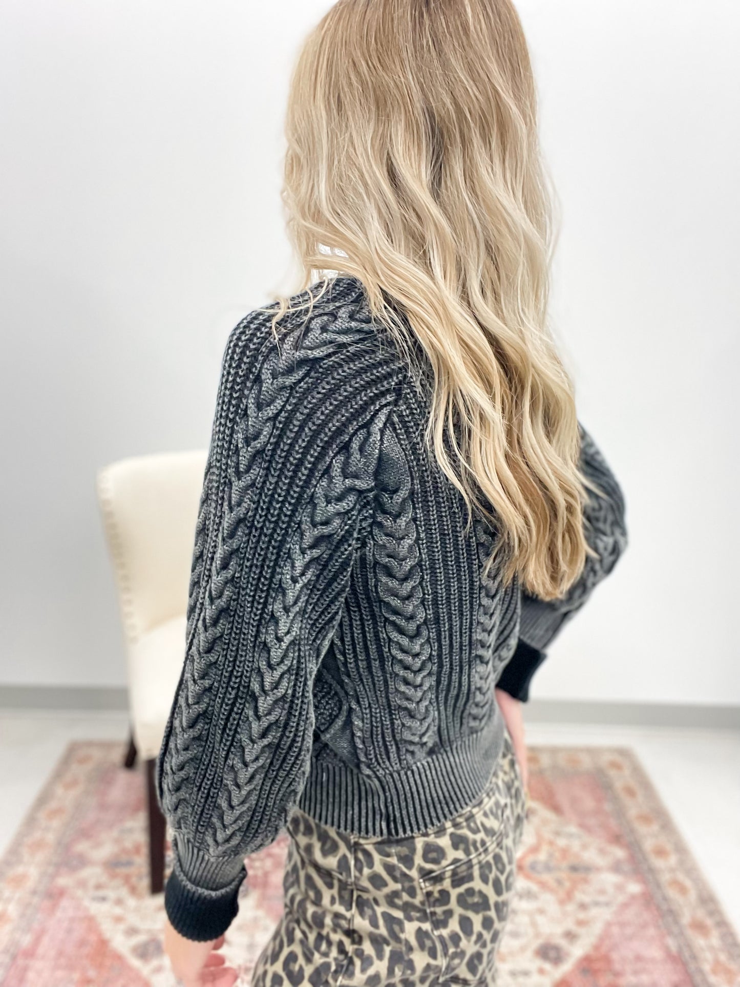 Needed This Mixed Woven Sweater Cardigan Black