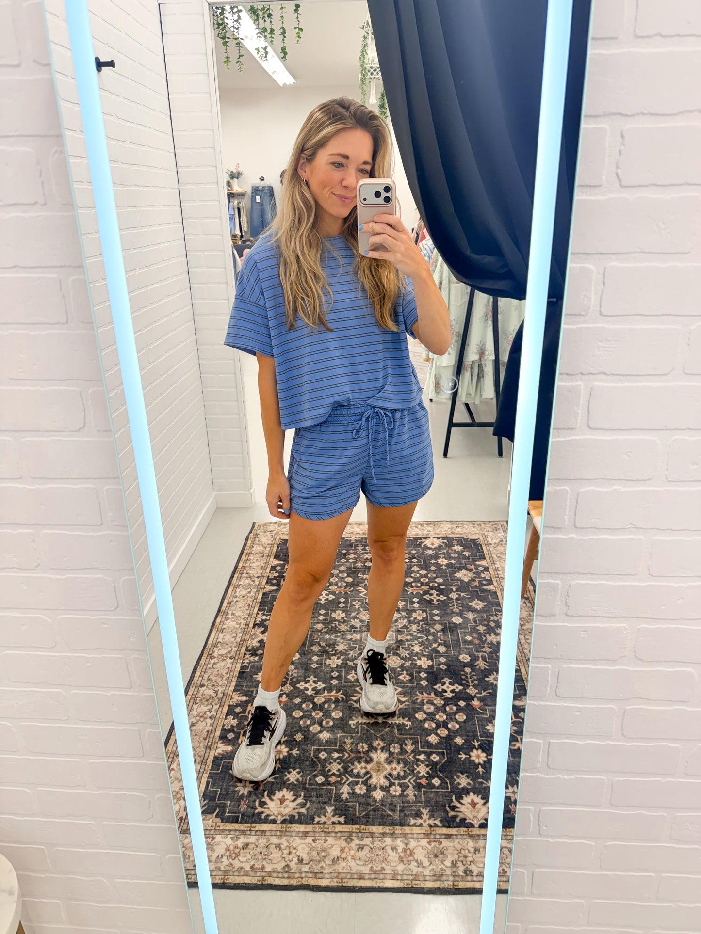 Every Day Stripe Lounge Set Blue