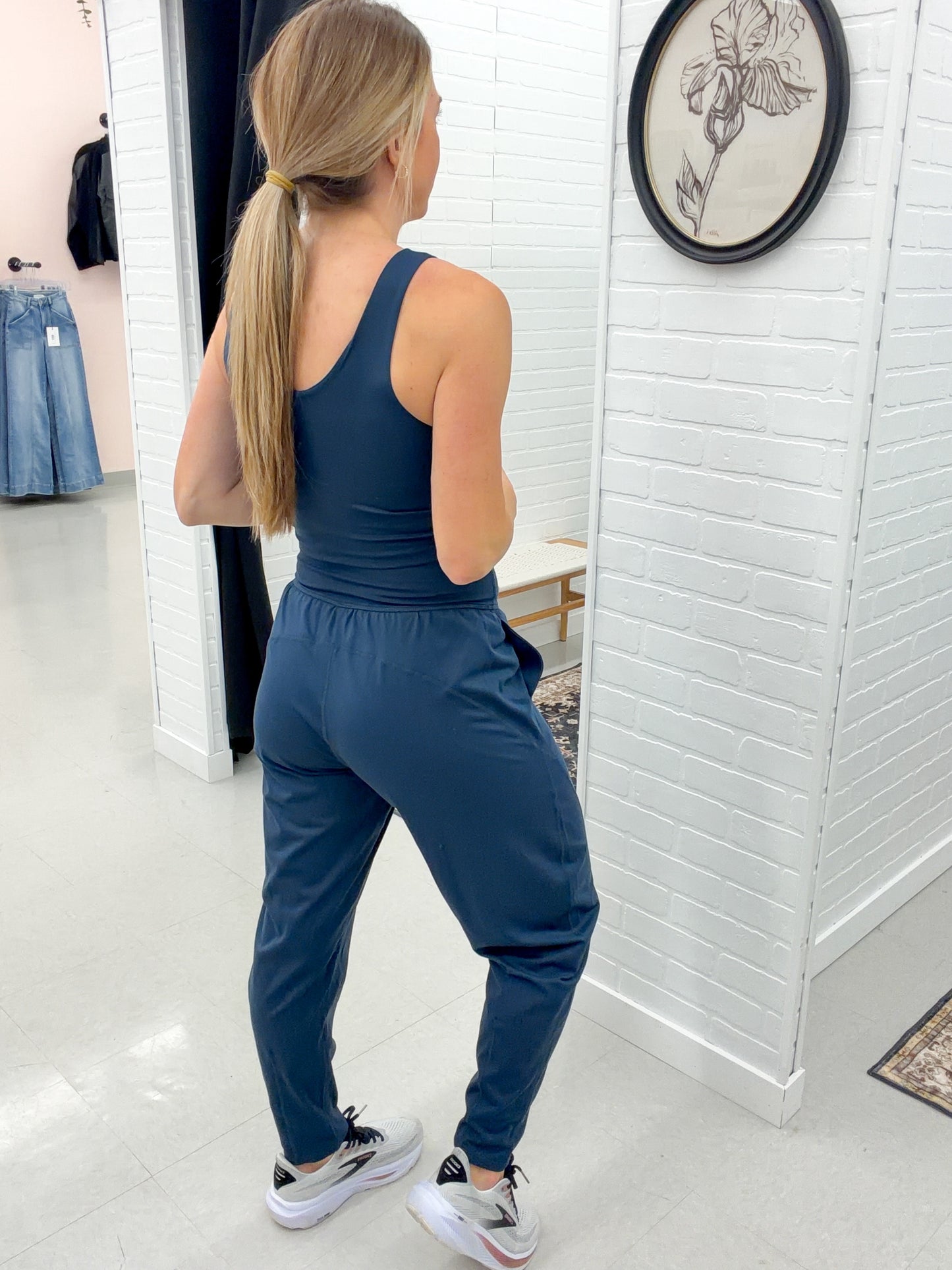 Goal Getter Athletic Tank And Barrel Joggers Set Navy