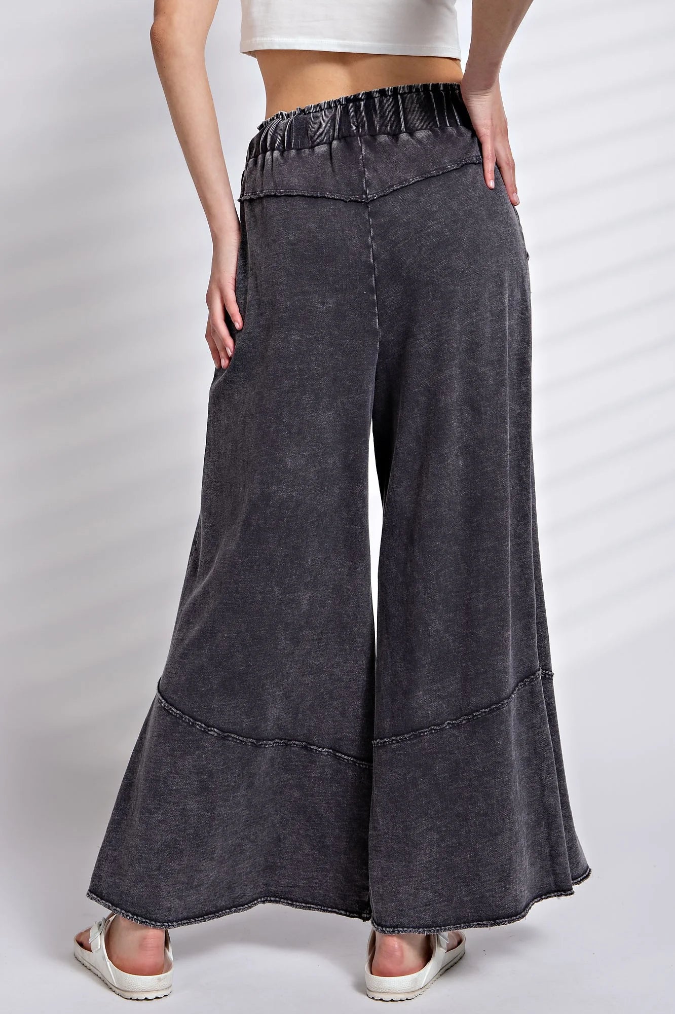 Effortless Mineral Wash Wide Leg Pants Ash Black
