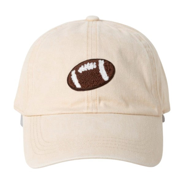 Football Fan Washed Baseball Cap Cream