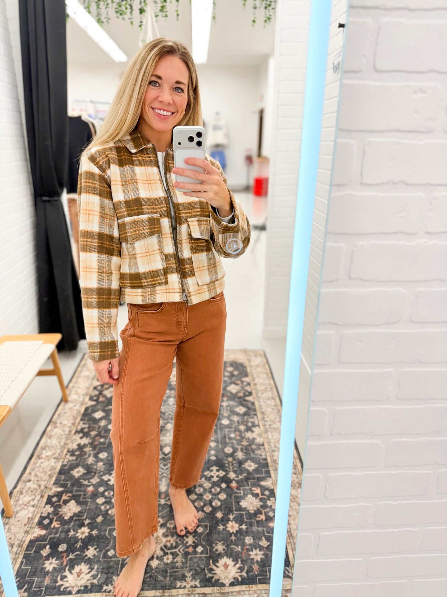 The Marshall Plaid Jacket Brown Orange