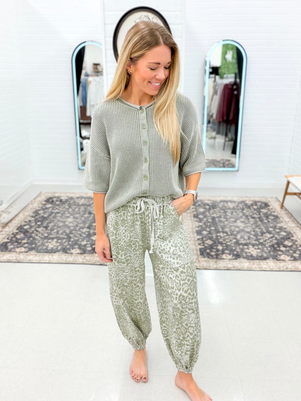 Before You Washed Short Sleeve Cardigan Sweater Light Olive