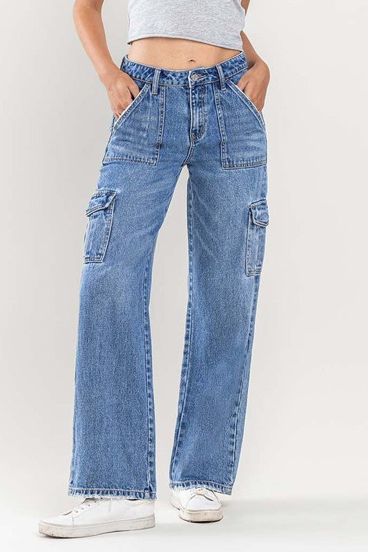 The Olivia High Rise Wide Leg Cargo Jeans