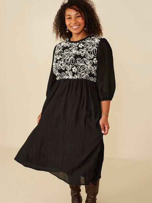 panel midi dress Zephyrine Black Satin Panel Midi Dress M / Black