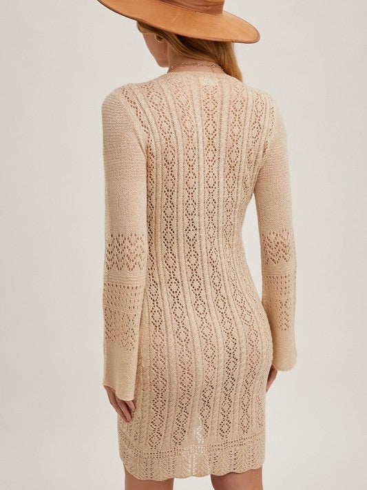Seaside Beach Crochet Knit Dress Coverup Natural
