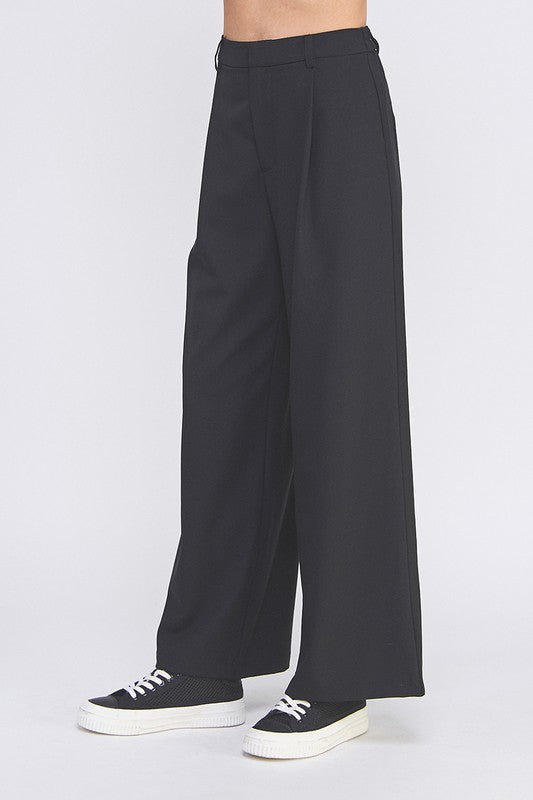Showing Up Wide Leg Dress Pants Black