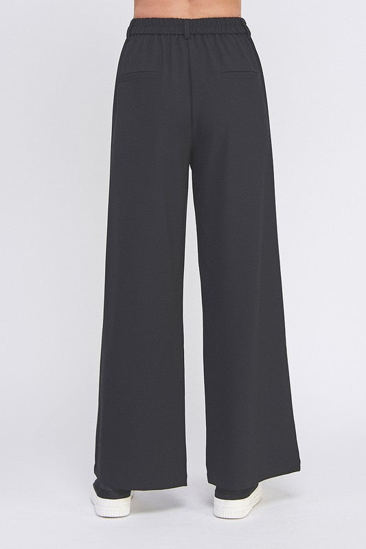 Showing Up Wide Leg Dress Pants Black