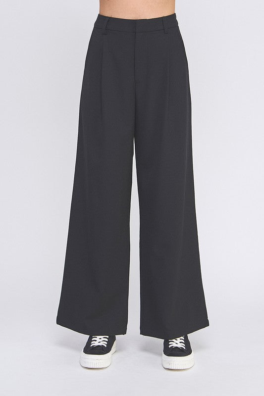 Showing Up Wide Leg Dress Pants Black