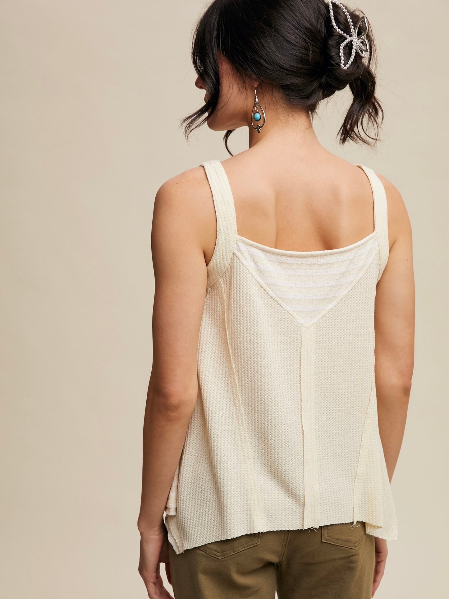 Carry On Contrast Stripe Thermal Tank Butter