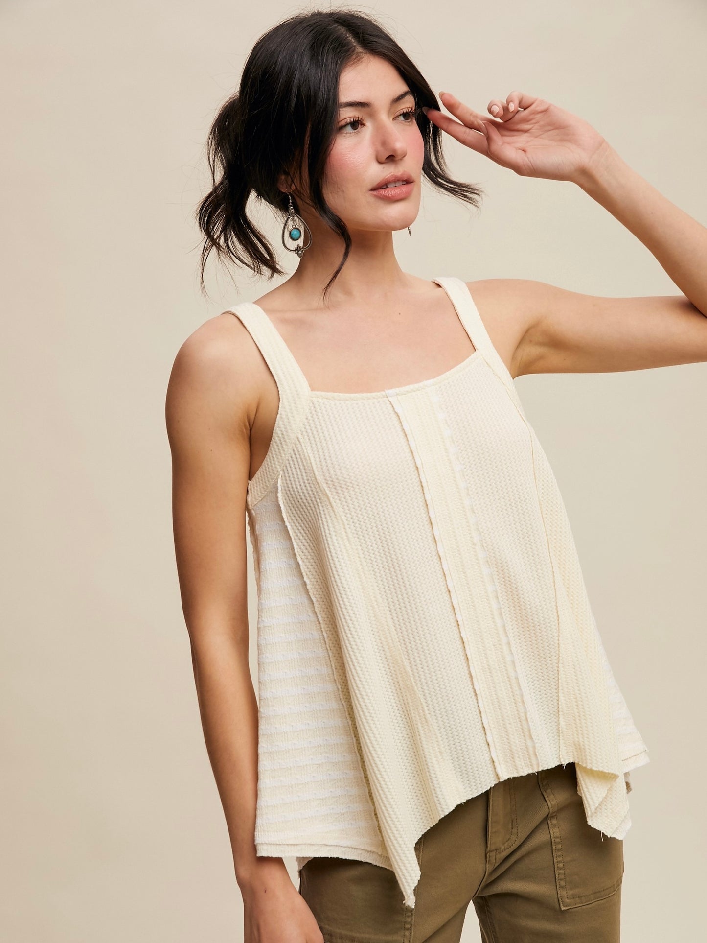 Carry On Contrast Stripe Thermal Tank Butter