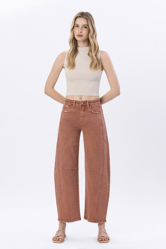 The Andi High Rise Twist Barrel Jeans Copper