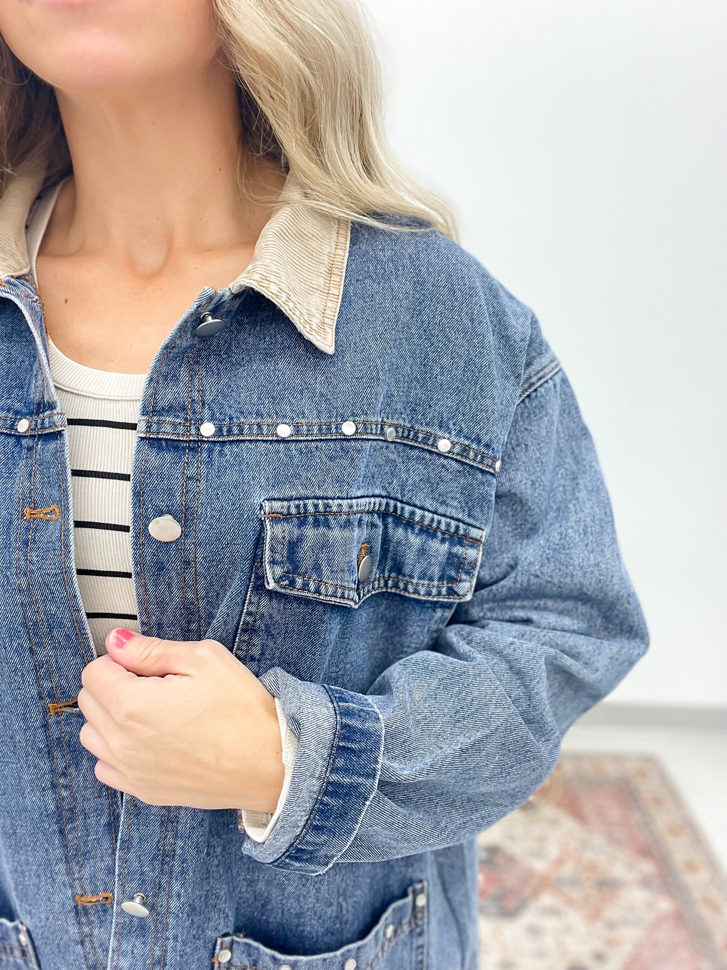 Saddle Up Stud Detail Denim Barn Jacket