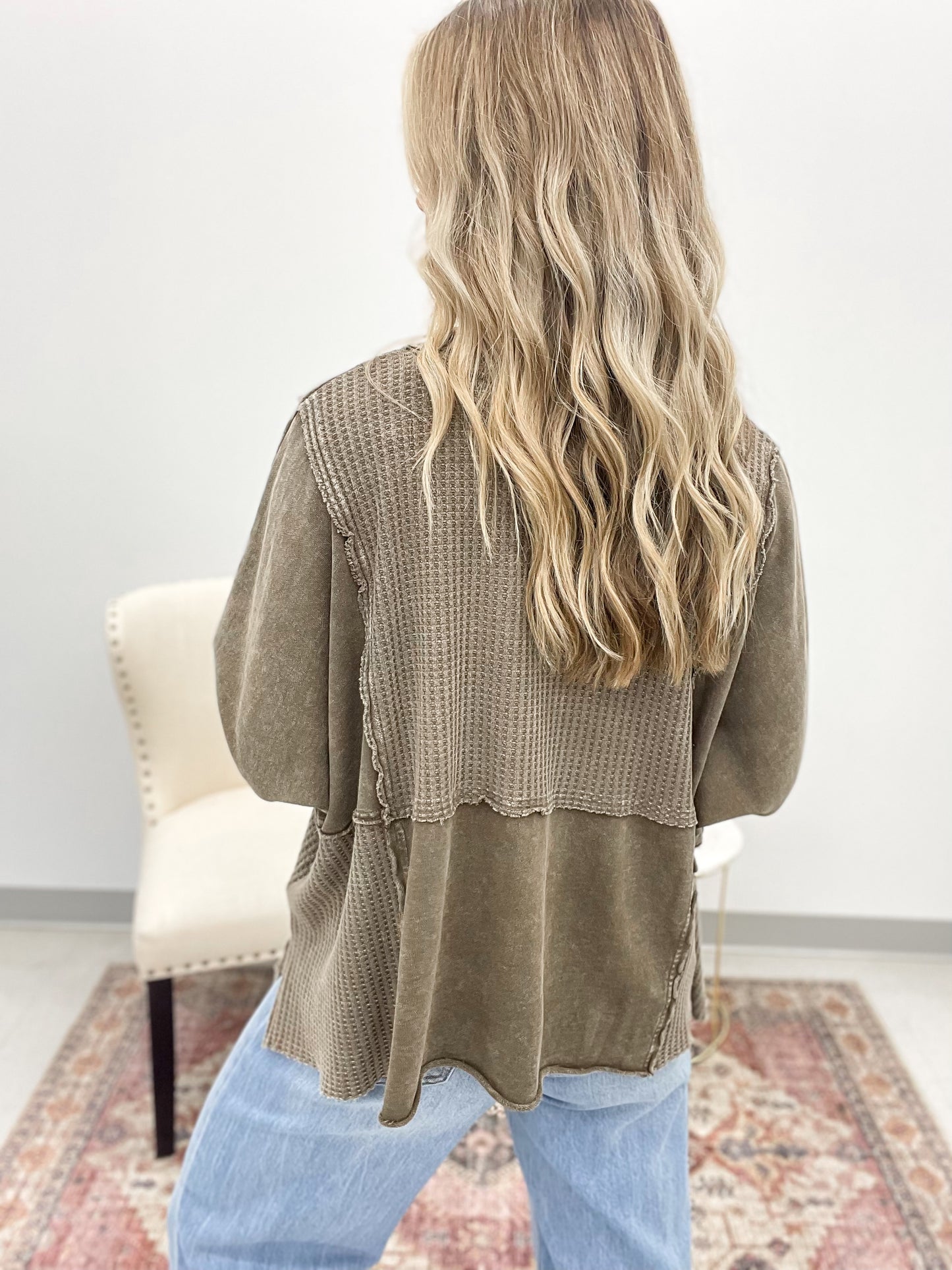 After Time Thermal Knit Mineral Wash Top Brown