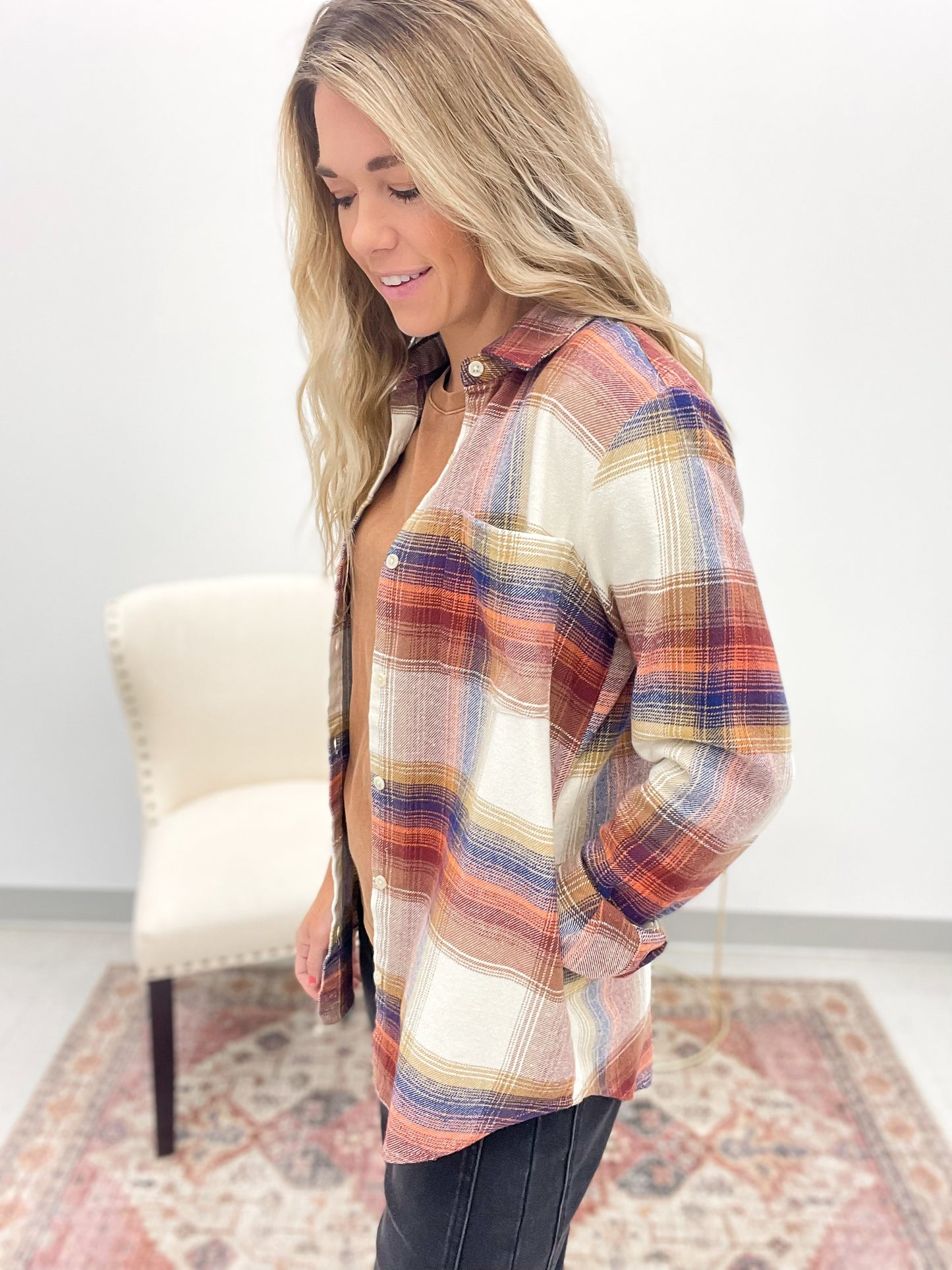 The Desiree Plaid Shirt Multi Ivory
