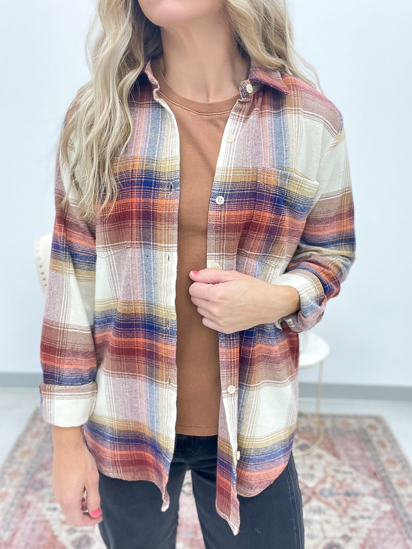 The Desiree Plaid Shirt Multi Ivory