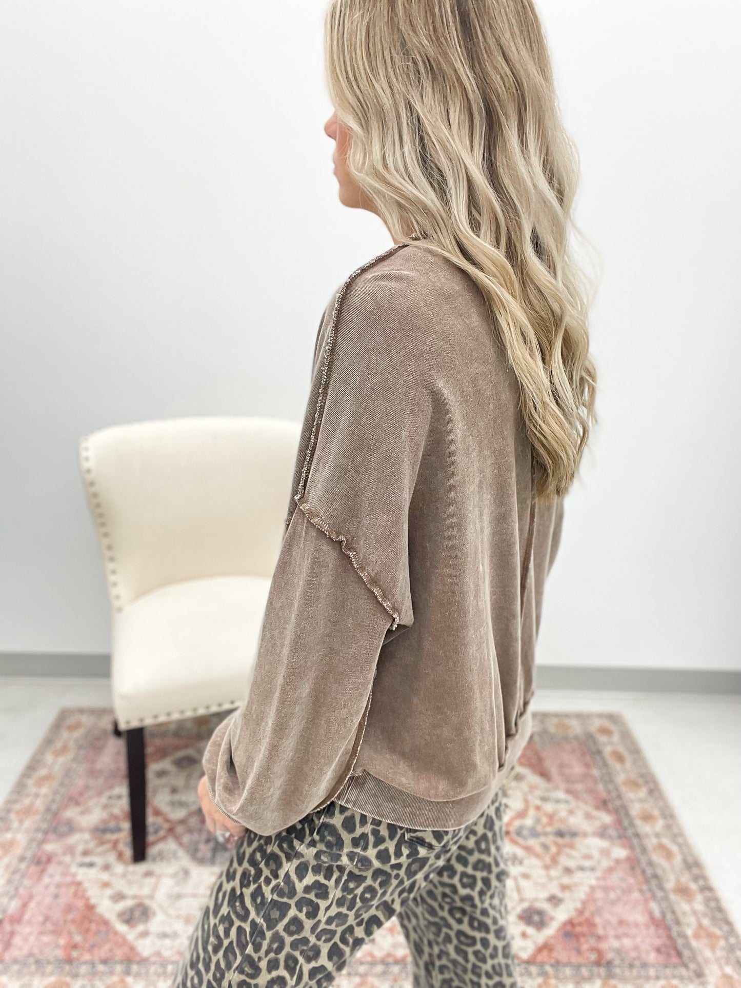 Never Distant Mineral Wash Pullover Cocoa