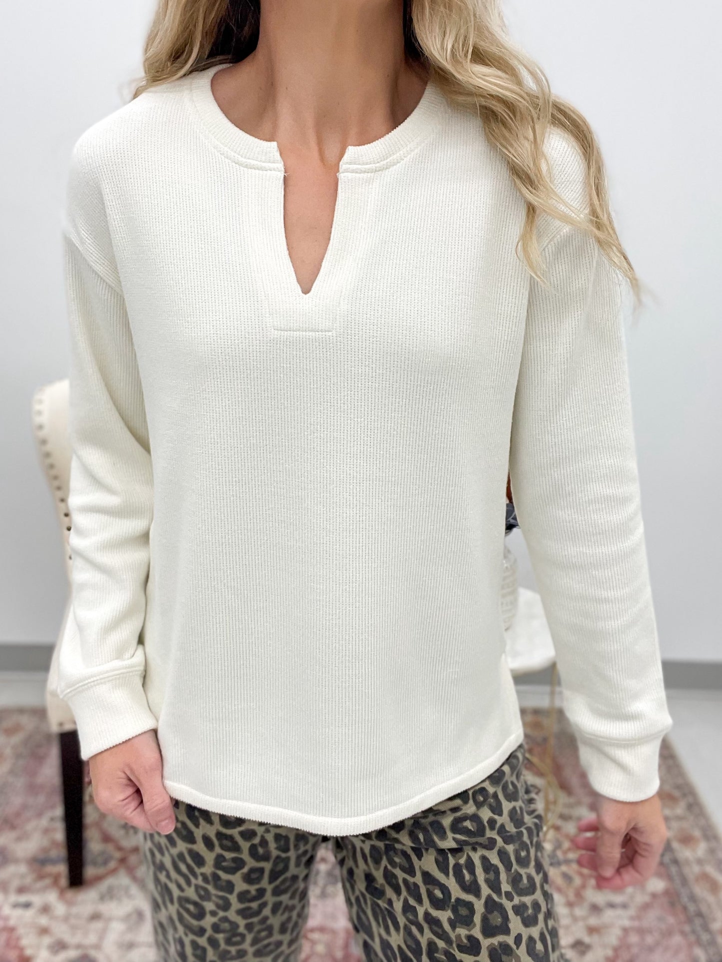 The Ethel Brushed Knit Top Ivory