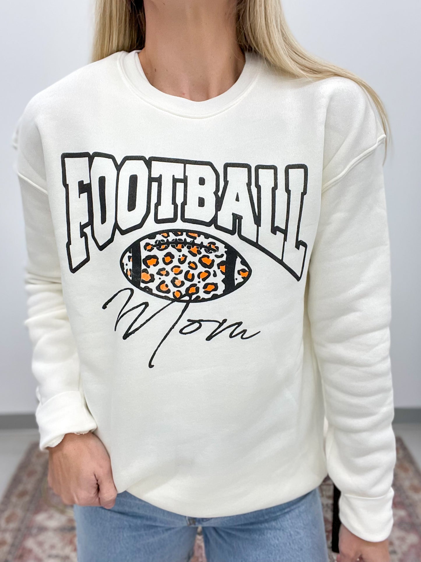 Football Mom Graphic Sweatshirt Cream L, XL