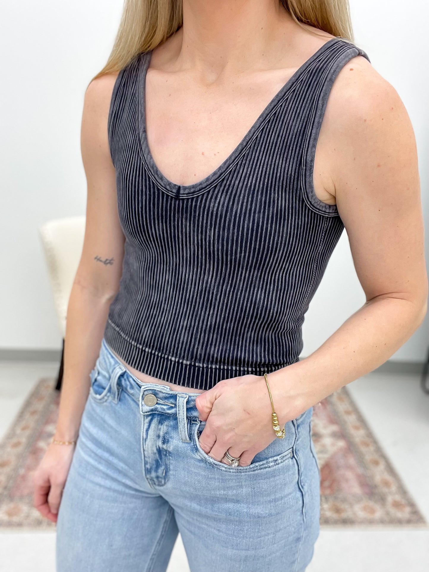 Limitless Washed Seamless Padded Bralette Black