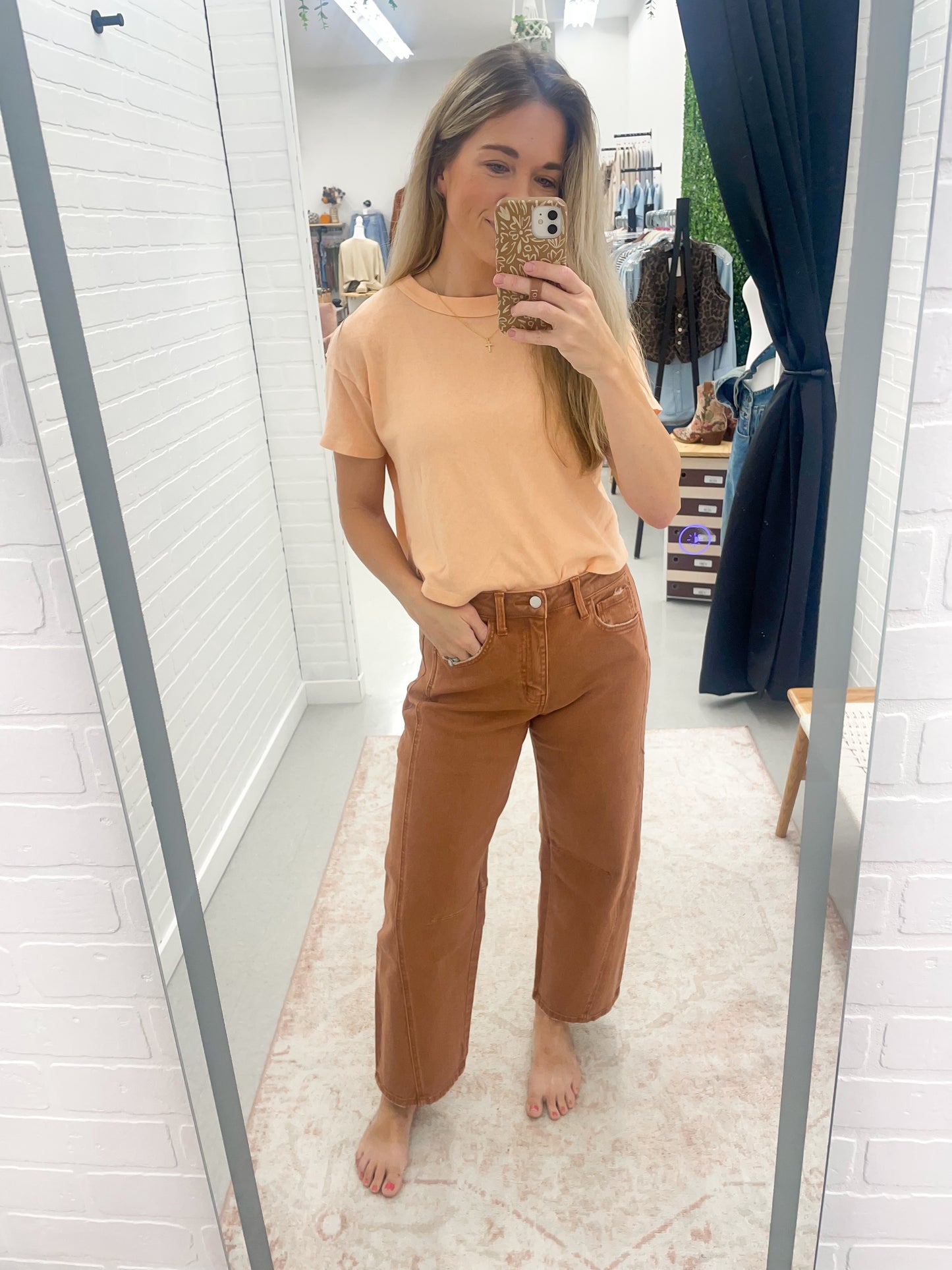 The Andi High Rise Twist Barrel Jeans Copper