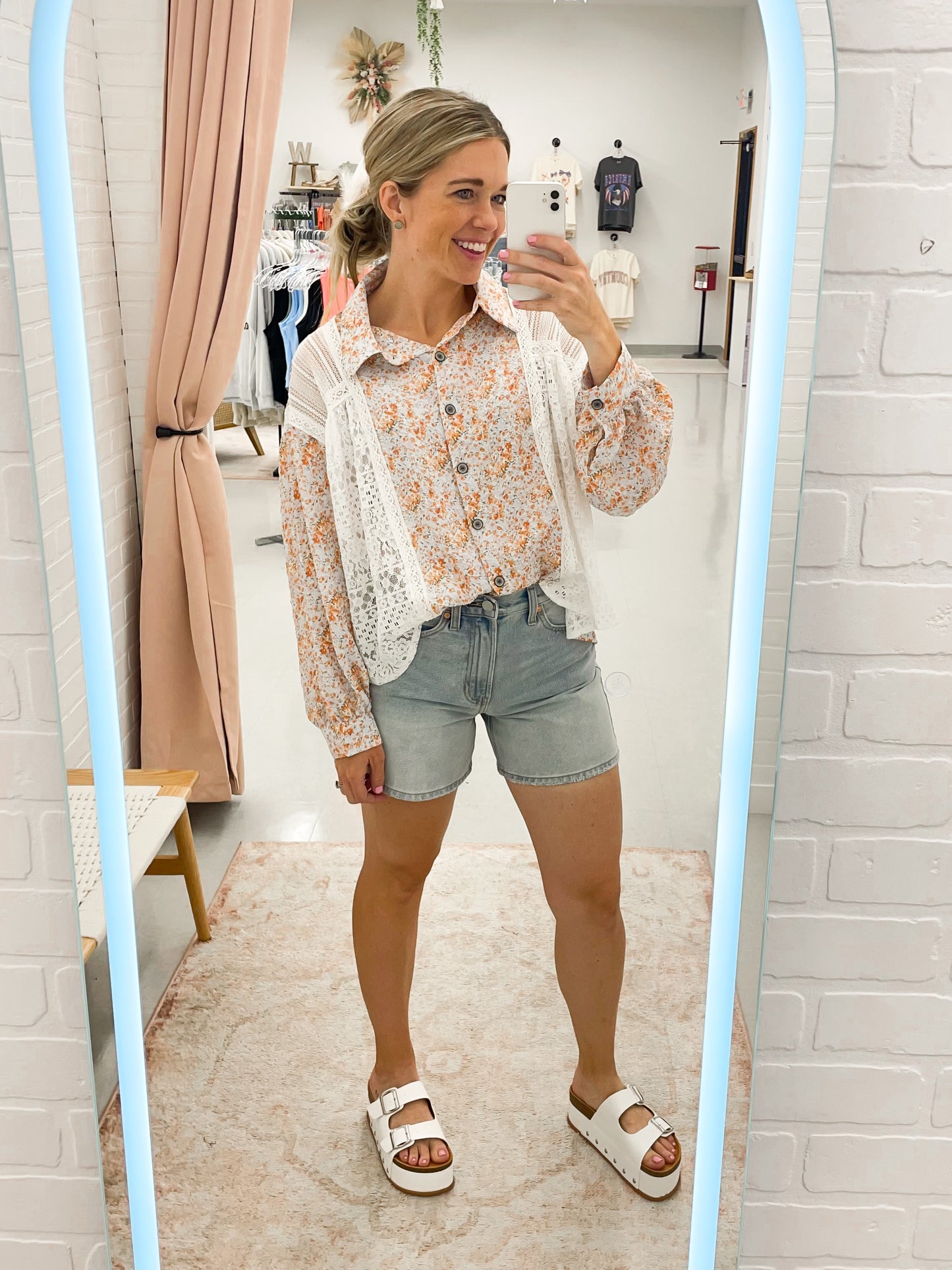 Magnolia Floral Blouse Sky Blue Medium, Large