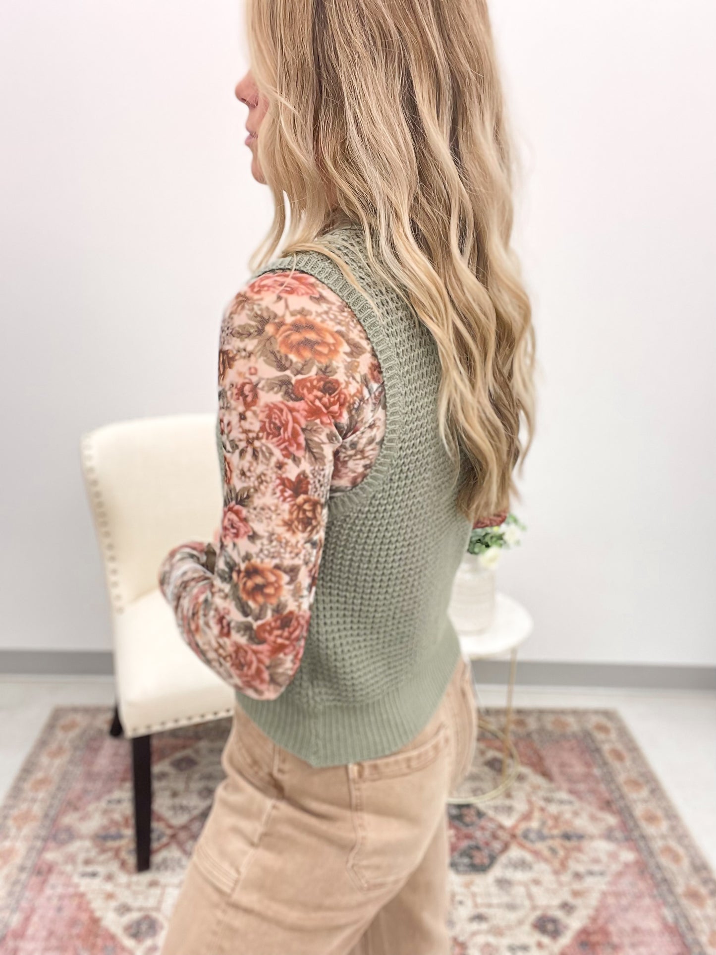 Go Time Chunky Knit Sweater Vest Sage