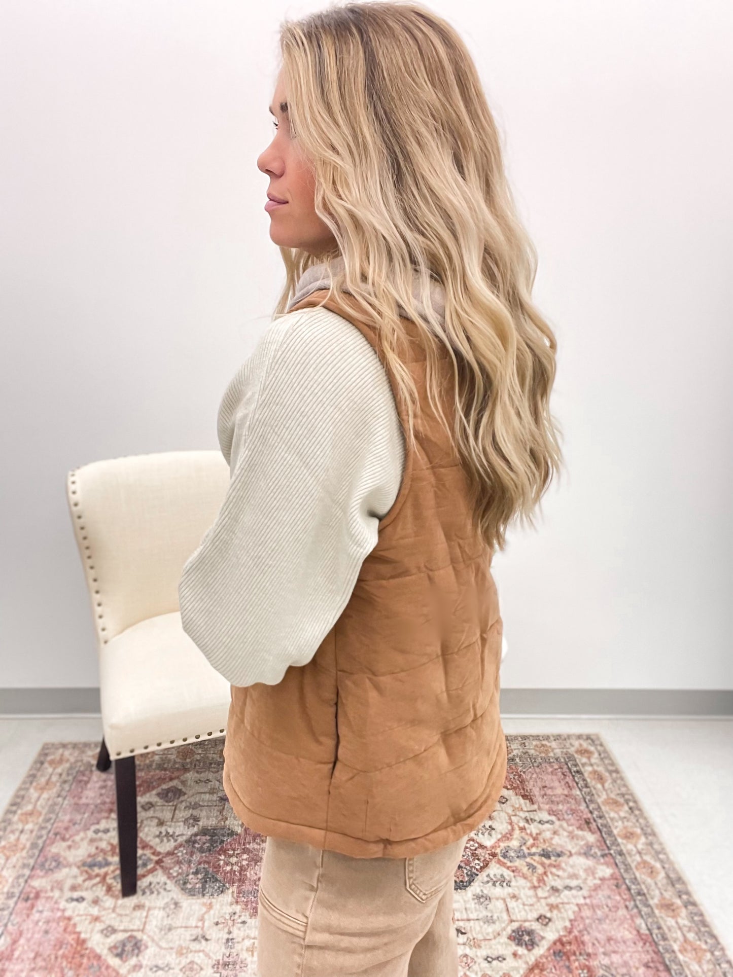 Miles Ahead Hooded Puffer Vest Rust