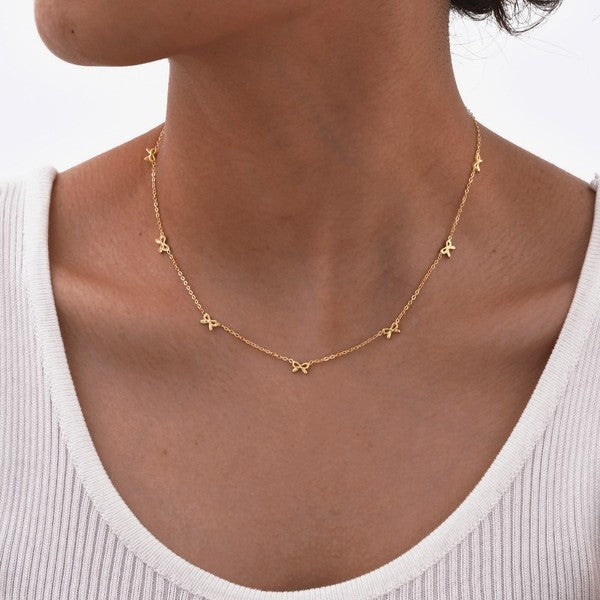 Dainty Bow Stainless Necklace Gold