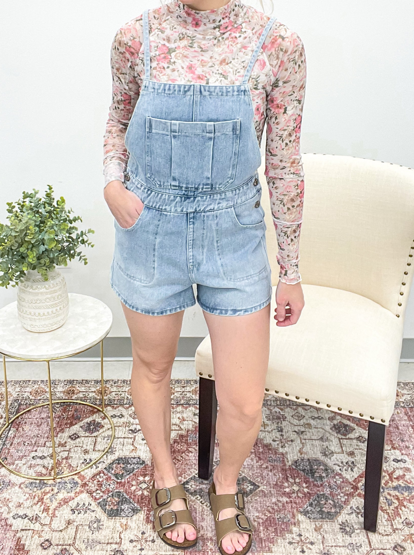 The Iris Floral Mesh Top Cream