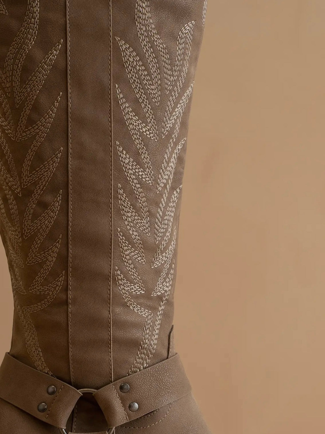 The Faye Knee High Cowboy Boots Dark Taupe