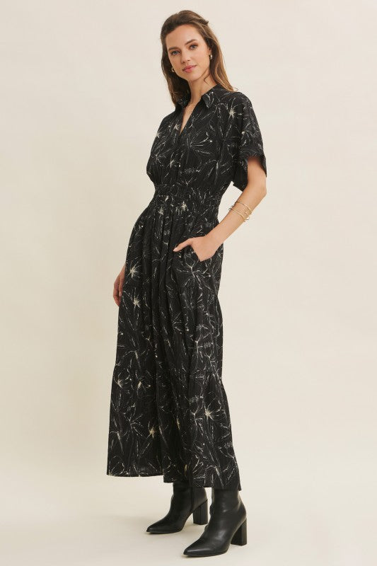 Living My Best Floral Tiered Maxi Dress Black