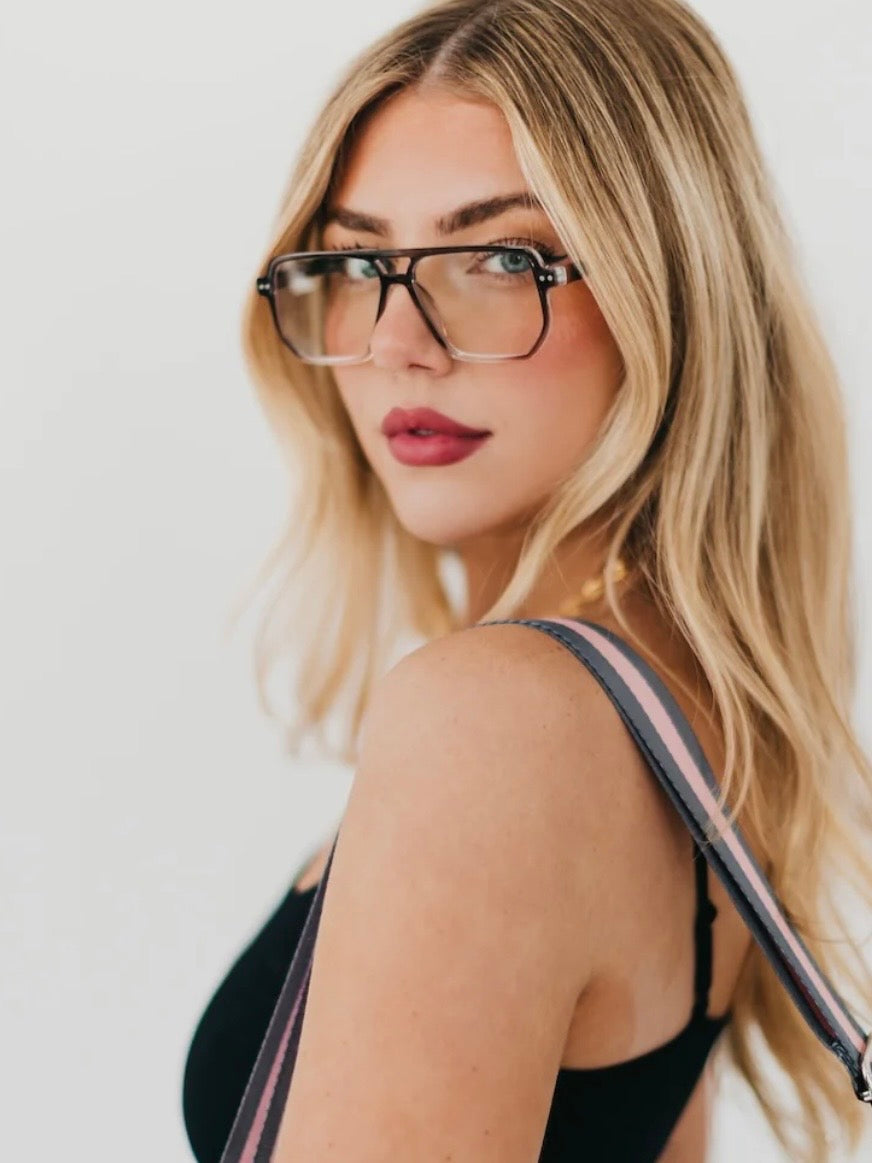 Square Aviator Blue Light Glasses Brown/Clear