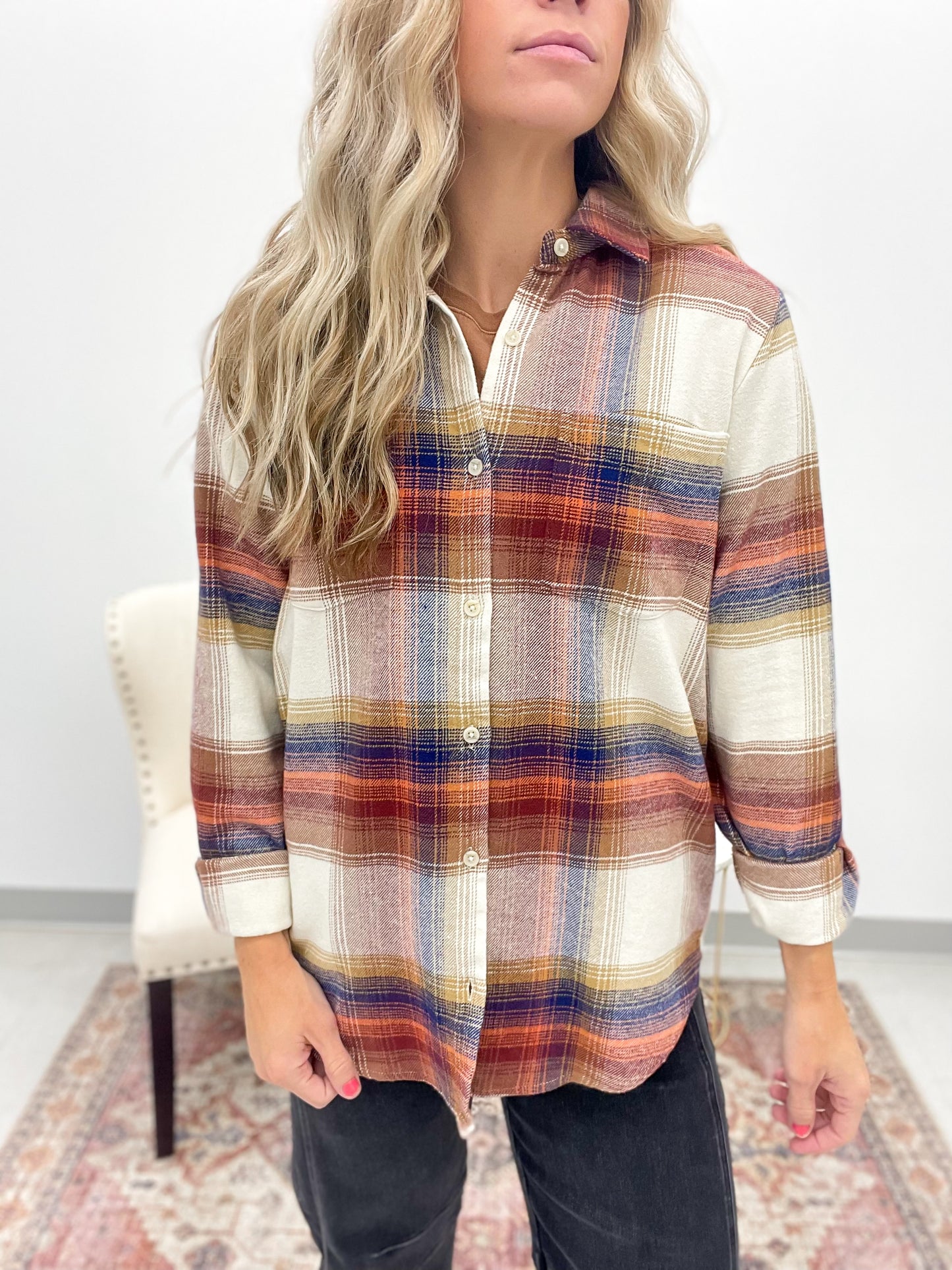 The Desiree Plaid Shirt Multi Ivory