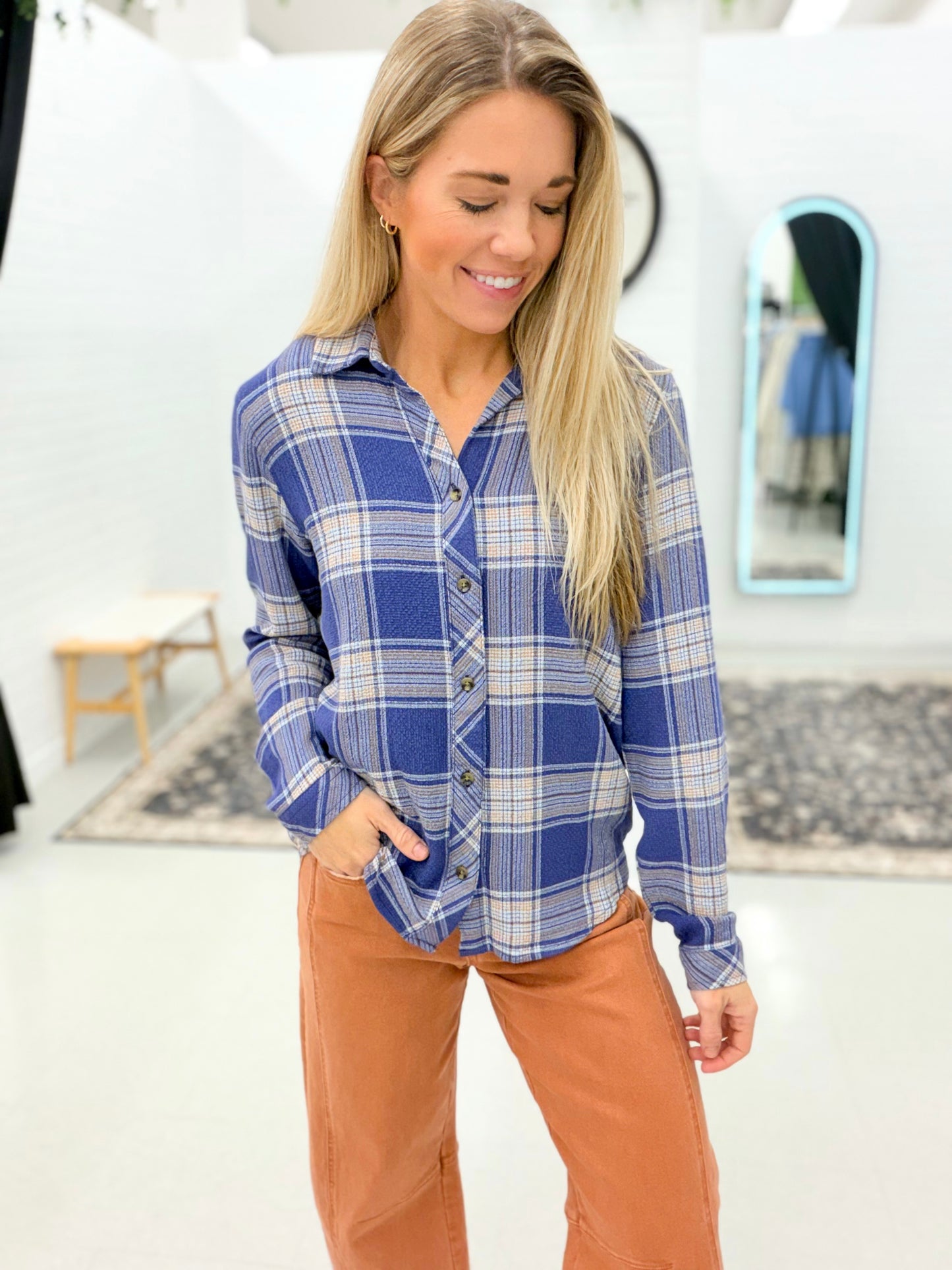 The Daphne Shirt Indigo Plaid