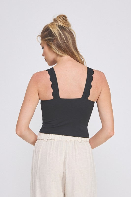 Lainey Scallop Edge Lace Padded Bralette Black