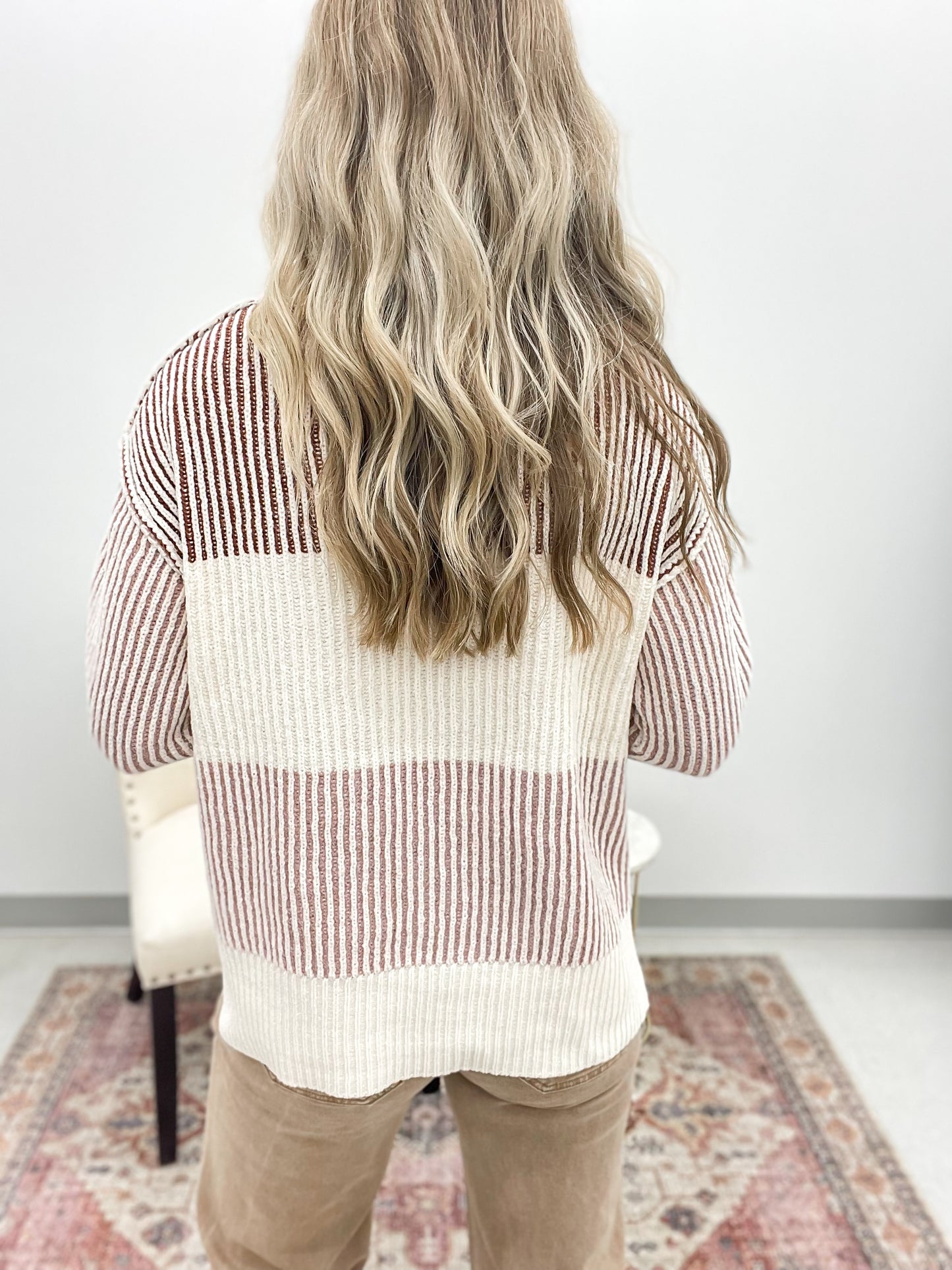 With You Here Chenille Two Tone Sweater Burgundy