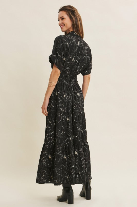 Living My Best Floral Tiered Maxi Dress Black