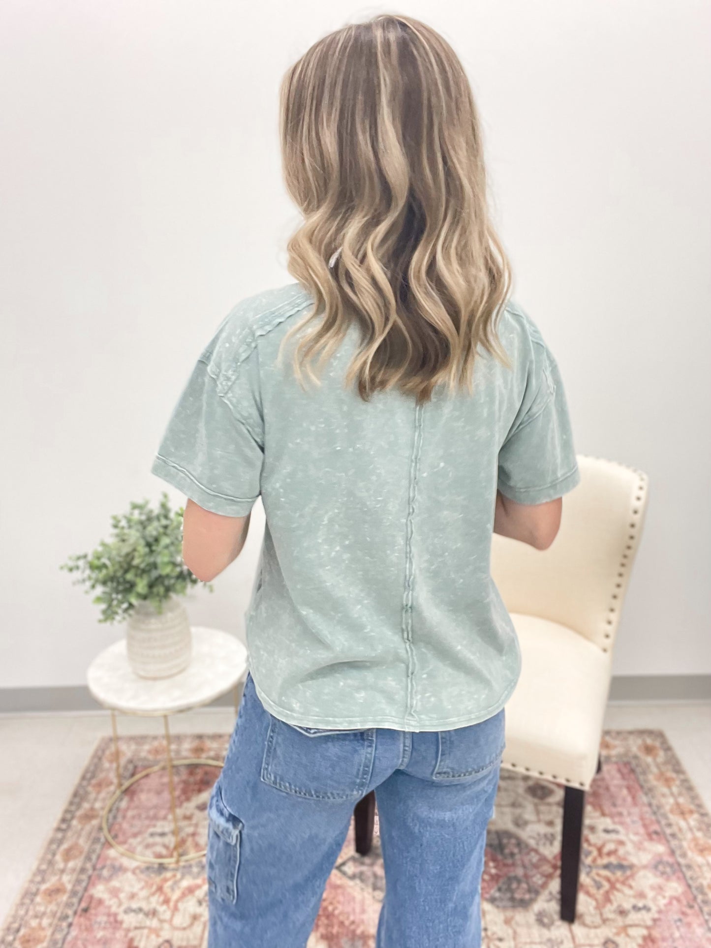 Every Day Style Mineral Wash Tee Sage