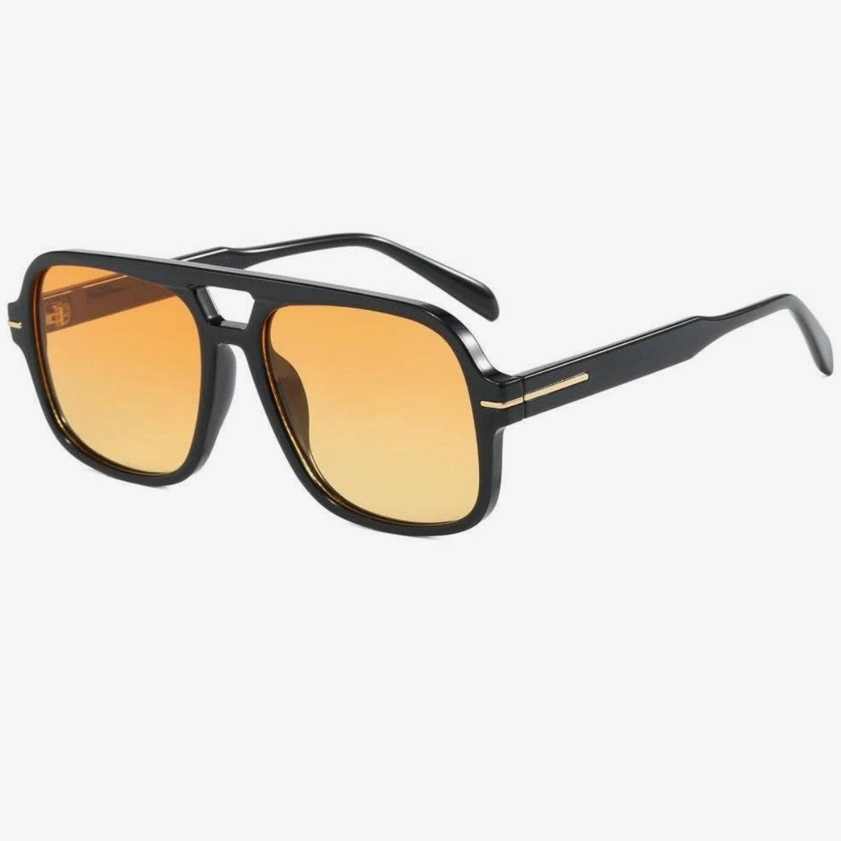 The Natalie Aviator Sunglasses Black/Amber Lens