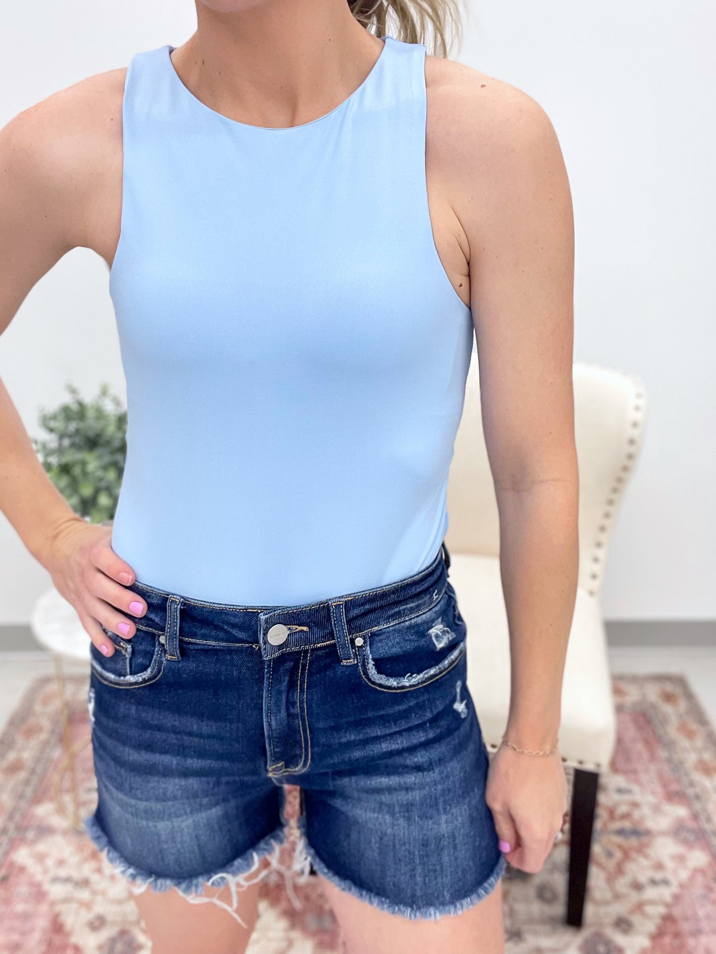 Beyond Basic Smoothing Bodysuit Soft Blue Large