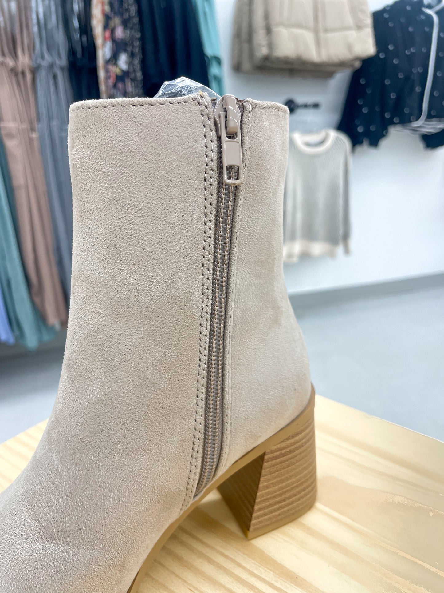 The Charlie Boots Taupe Suede 5.5