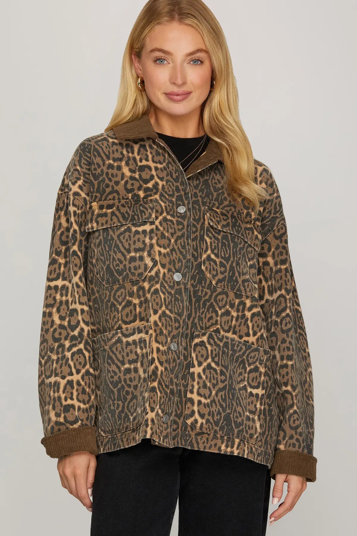 Trendsetter Washed Barn Jacket Leopard Print