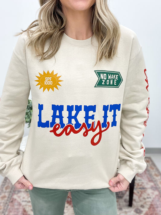 Lake It Easy Sweatshirt Tan