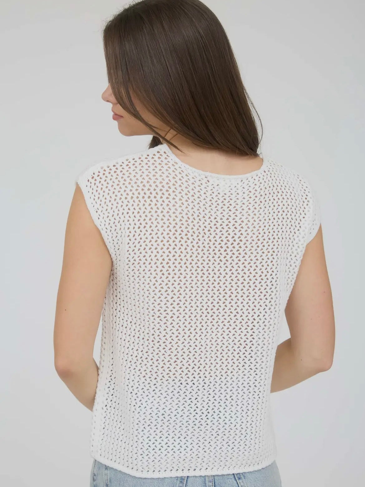 American Flag Crochet Knit Sweater Top Ivory Extended