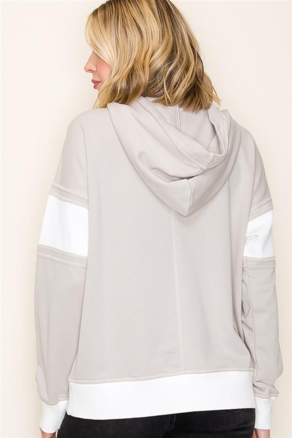 Where You Are French Terry Hooded Pullover Taupe